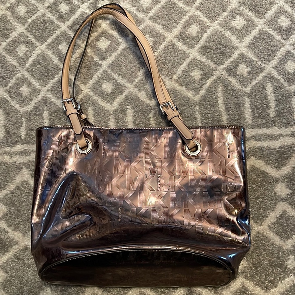 Michael Koran Gold Metallic Tote Purse